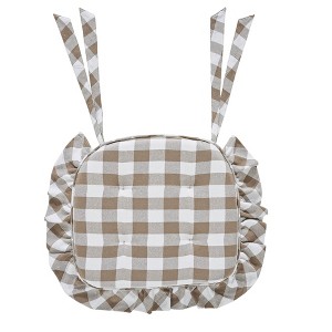 Annie Buffalo Check Portabella Ruffled Chair Pad 16.5x18 - 1 of 4