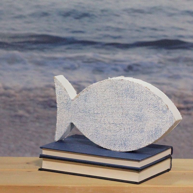 Northlight 10.6” Cape Cod Inspired Table Top White and Blue Fish Decoration, 3 of 4