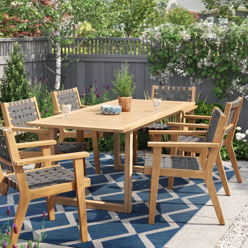 Eucalyptus Rectangle Bluffdale 6 Person Outdoor Patio Counter Height Table Natural - Threshold&#8482; designed with Studio McGee, 3 of 7