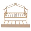 NicBex Full Size Loft Bed Roof Shape Pine Bed Frame with Twin Trundle and Headboards for Bedroom, No Box Spring Required - 3 of 4