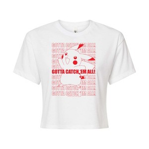 Women's - Pokémon - Pikachu Gotta Catch Em All Design Cropped Graphic T-Shirt - 1 of 4