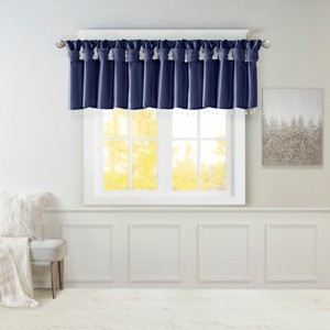TopComfy Curtain Panels Faux Silk Valance Elegant Beaded Window Curtain Soft Faux Silk Fabric Decorative Curtain for Home, Blue, 1.7"*10.04"*7.09" - 1 of 4