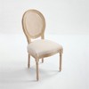 French Country Dining Chairs Set of 2 – Solid Wood Frame, Upholstered Seat with Natural Rattan Round Back, Carved Details & Brushed Finish-- Frevyn - 4 of 4