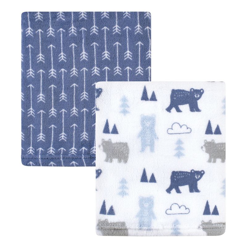 Hudson Baby Infant Boy Silky Plush Blanket, Bears And Arrows, 30x36 inches, 1 of 4
