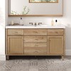 KWPZQEB 60" Bathroom Vanity with SMC Sink, Freestanding Vanity Cabinet with 2 Rattan Doors, 3 Hole Sink & 5 Drawers, Large Bath Vanity Sink Combo - 2 of 4