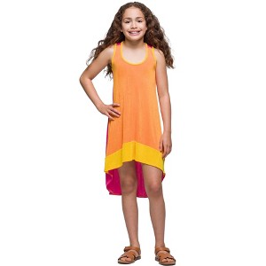 Girls Sleeveless Colorblock HighLow Knee Length Dress - 24sevenKid™ - 1 of 4