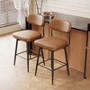GDFStudio Bunyan Modern Metal and Faux Leather Upholstered Rotating Bar Chair(Set of 2) - 2 of 4