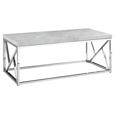 Coffee Table - Chrome Metal, Gray Cement - EveryRoom