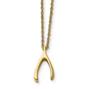 Black Bow Jewelry Polished Wishbone 16 Inch Necklace in Gold Tone Plated Stainless Steel - 1 of 4