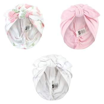Hudson Baby Baby Girl Turban Cotton Headwraps, Rose, One Size