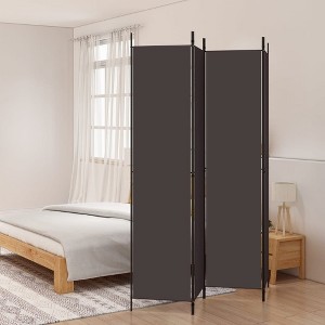 vidaXL 4-Panel Room Divider Brown 78.7"x86.6" Fabric - 1 of 4