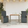 vidaXL 3 Piece Bistro Set with Cushions - Gray Poly Rattan - Adjustable Reclining Garden Chairs - Outdoor Table - Patio Furniture - 2 of 4