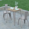 Emma and Oliver Indoor/Outdoor Dining Table, 23.75" Square All Weather Poly Resin Top with Steel Base - 3 of 4