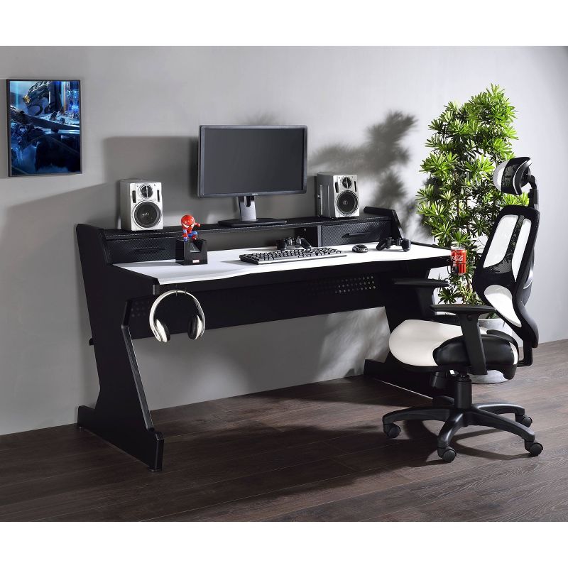 Bigga Gaming Desk Black/White - Acme Furniture, 3 of 7