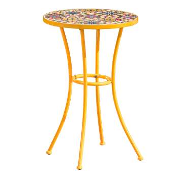 Barnsfield Ceramic Tile Side Table - Yellow - Christopher Knight Home