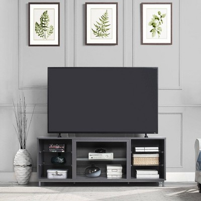 Modern Brighton 65'' Gray TV Stand with Glass Shelving