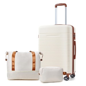 GustoWave 3 Piece Luggage Set with Carry on Bag, Suitcase Set with Duffel Bag Spinner Wheels, Hardside Carry on Suitcase Sets with TSA Lock - 1 of 4
