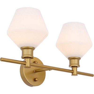 Gene 2-Light Brass and Frosted White Glass Wall Sconce