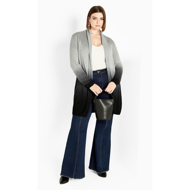 Women's Plus Size Mina Dip Dye Cardigan - grey | AVENUE, 2 of 8