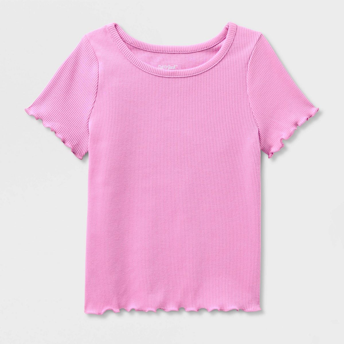 Baby & Toddler Girls' Solid Ribbed Scallop Hem Short Sleeve T-Shirt - Cat & Jack™ - thumbnail 2