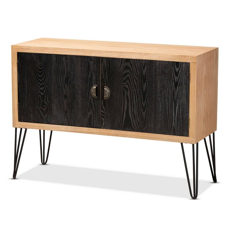 Denali Wood and Metal Storage Cabinet Brown/Black - Baxton Studio, 1 of 10