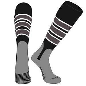 PEAR SOX OTC Baseball Softball Stirrup Socks (C, 7in) Black, White, Graphite, Silver - 1 of 3