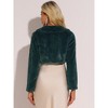 INSPIRE CHIC Women's Evening Bow Tie Front Turndown Collar Faux Fur Fluffy Cropped Coat - 4 of 4