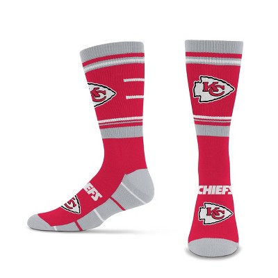 Nfl Kansas City Chiefs Striped Running Crew Socks - L : Target