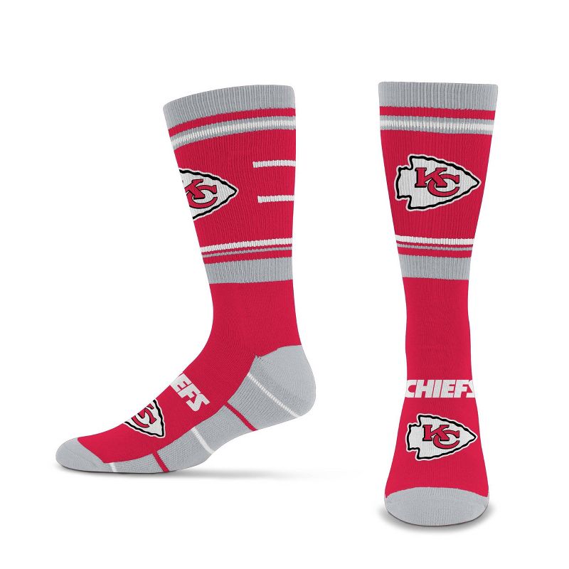 NFL Kansas City Chiefs Striped Running Crew Socks - L, 1 of 4