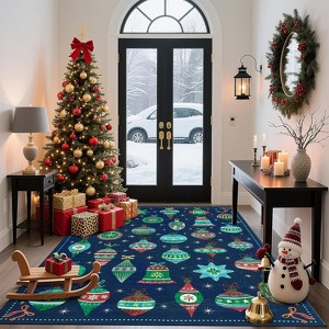 Christmas Living Room Rug Xmas Festive Decor Rug Washable Area Rug Soft Low Pile Non-Slip Area Rug for Bedroom - 1 of 4