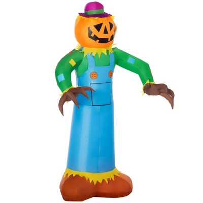 Outsunny 71.75" Cute Halloween Decoration Inflatable Pumpkin Scarecrow ...