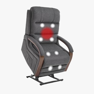 Aukfa Power Lift Recliner Chair with Massage & Heat – Dual Motor Electric Recliner for Elderly, 180° Adjustable Backrest