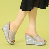 Allegra K Women's Glitter Platform Slip on Wedge Slide Sandals - 2 of 4