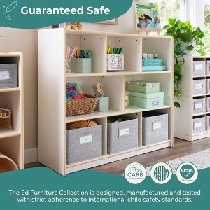 Guidecraft EdQ 3-Shelf 8-Compartment Storage 36": Wooden Playroom Furniture with Cubbies and Bins for Kids Books and Toys - 1 of 4