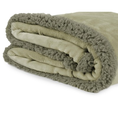 Taupe Waterproof Sherpa Fleece Reversible Blanket, 60" x 80"