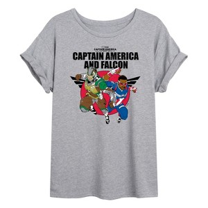 Women's - Marvel - Captain America Falcon Team Up Oversized Graphic T-Shirt - 1 of 4