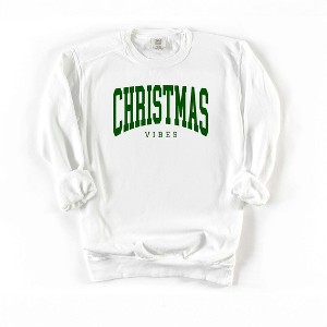 Simply Sage Market Women's Garment Dyed Graphic Sweatshirt Christmas Vibes Varsity - 1 of 2