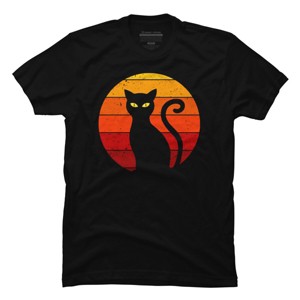 Men's Design By Humans Vintage Retro Sunset Halloween Black Cat I By lemonpepper T-Shirt - 1 of 4