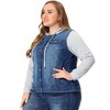 Agnes Orinda Women's Plus Size Denim Hood Layered Drawstring Fall Winter Button Pockets Jean Jackets - 3 of 4