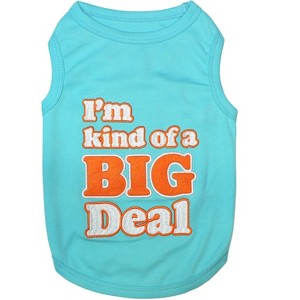 Parisian Pet 'I'm Kind of a Big Deal' Humorous Dog Shirt – Embroidered Graphic Pet T-Shirt for Dogs & Cats, Light Blue - 1 of 4