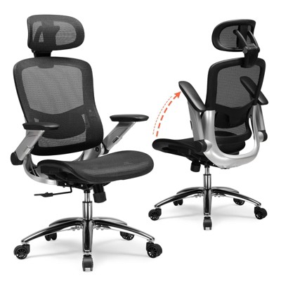 COMHOMA Big and Tall Ergonomic Mesh Office Chair, High Back Home Desk Chair, Computer Gaming Chair with Headrest, Flip-Up Arms, Wide Cushion