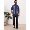 INSPIRE CHIC Men's Jacquard Short Sleeve Button Down Knitted Golf Polo Shirts - 2 of 4