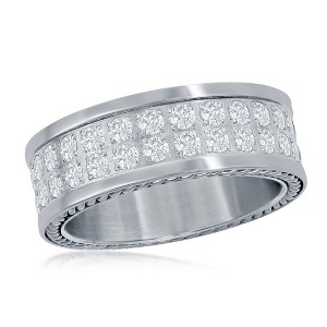 Metallo Stainless Steel Double Row CZ Polished Eternity Band - Available Sizes:  9 ,  13 ,  12 ,  11 ,  10 - 1 of 3