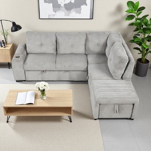 94" L-Shaped Sectional Sofa Bed with Storage & USB - 1 of 4