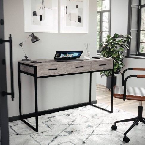 Martha Stewart Maddox 24W Home Office Parsons Computer Desk With Metal  X-Frame, Black/Oil Rubbed Bronze