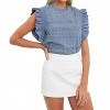 Women's Ruffle Sleeve Embroidered Cotton Top - 2.7 AUGUST APPAREL - 3 of 4