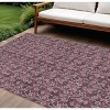 Merlot Mauve And Ivory Floral Washable Indoor Outdoor Area Rug - 2 of 4