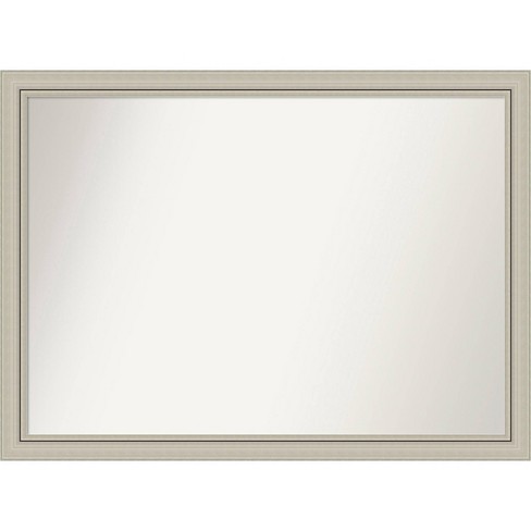 42" x 31" Non-Beveled Romano Silver Narrow Wood Wall Mirror - Amanti Art: Modern Rectangle, Includes Mounting Hardware - image 1 of 4