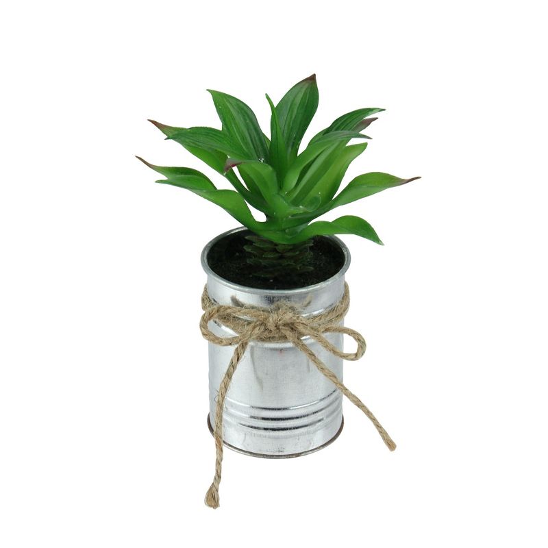 Northlight 7" Tropical Artificial Foliage in Tin Planter - Green/Silver, 2 of 4