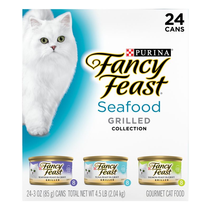 Purina Fancy Feast Variety Pack Fish, Seafood, Tuna and Salmon Flavor Gravy Wet Cat Food Cans - 3oz/24ct, 6 of 12